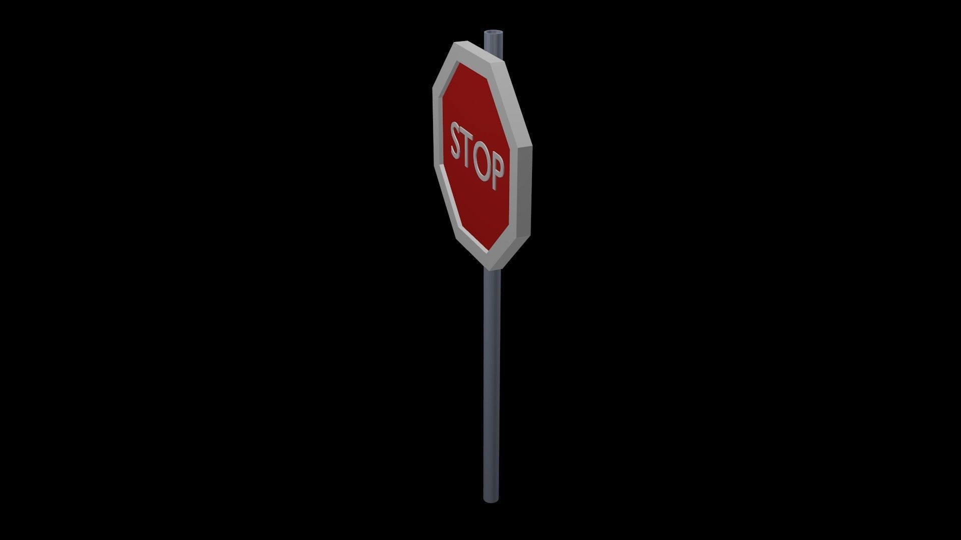 Low poly stop sign Low-poly 3D model_4