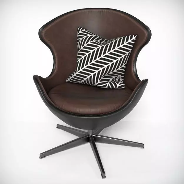 Upholstered Oval Armchair 3D model_0