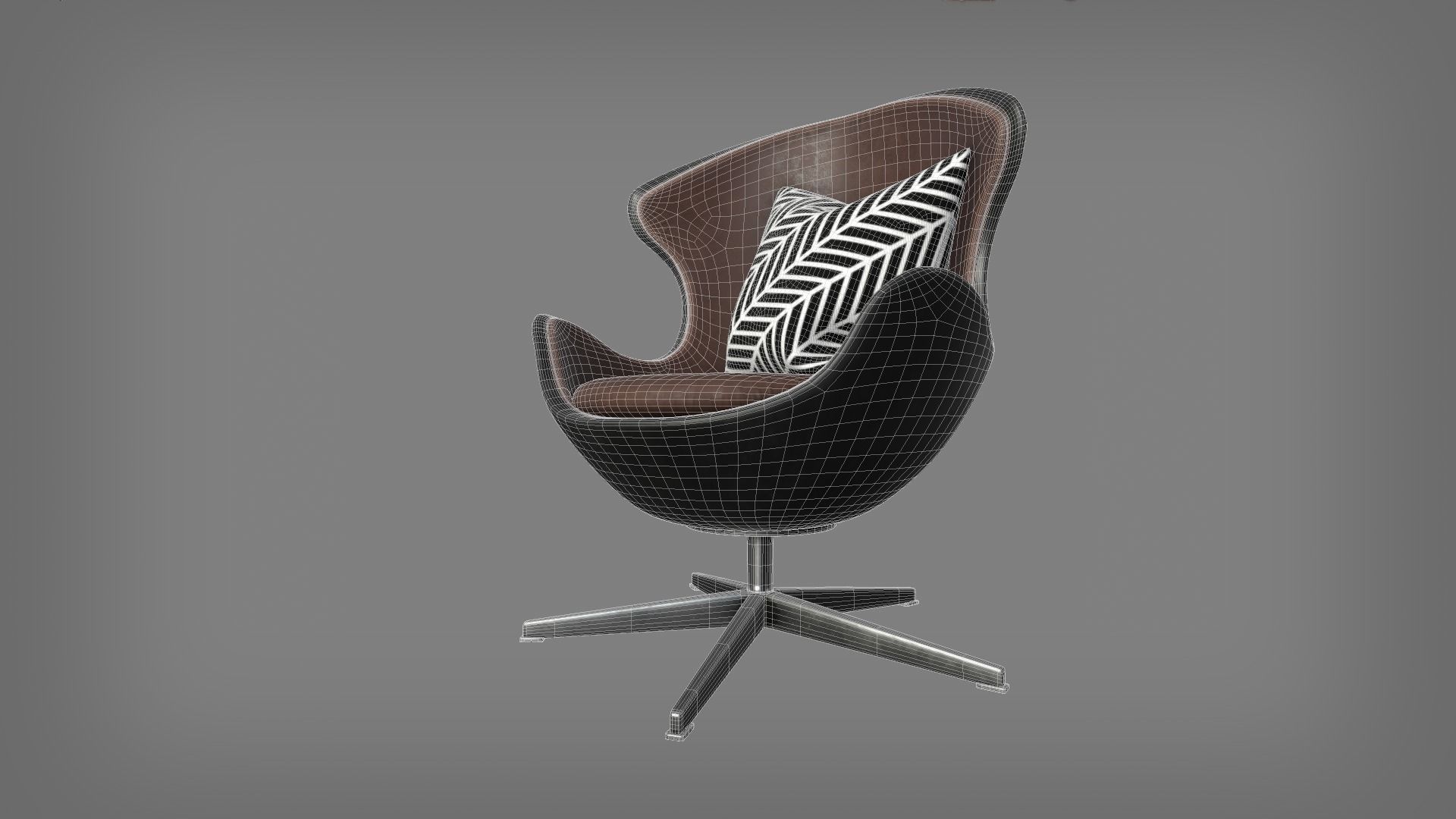 Upholstered Oval Armchair 3D model_9