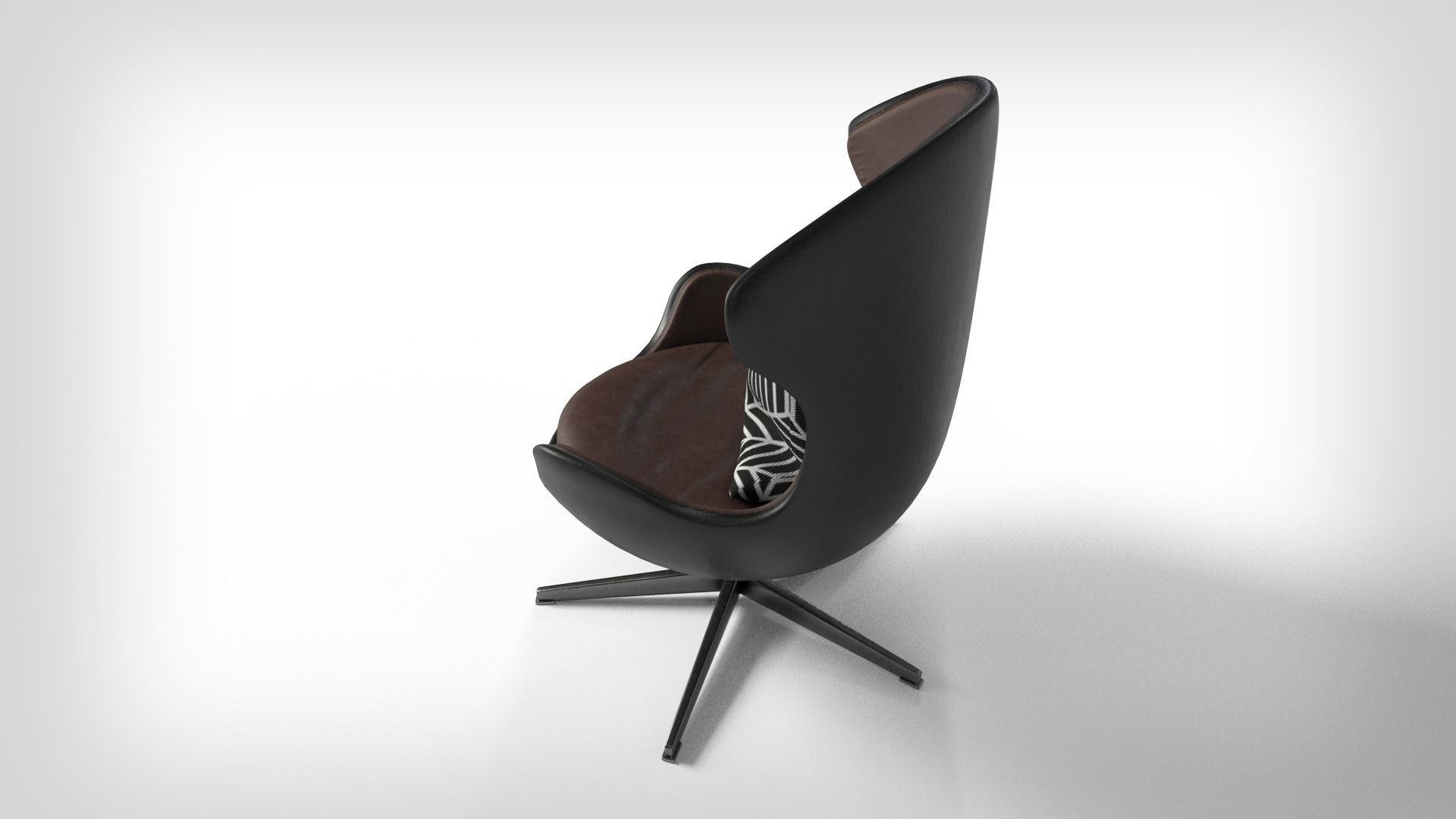 Upholstered Oval Armchair 3D model_7