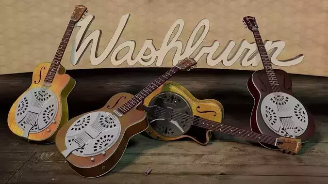 Washburn Resonator guitar 3D model