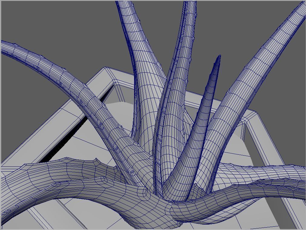 Icosaeder Concrete Potted Cactus 3D model_3