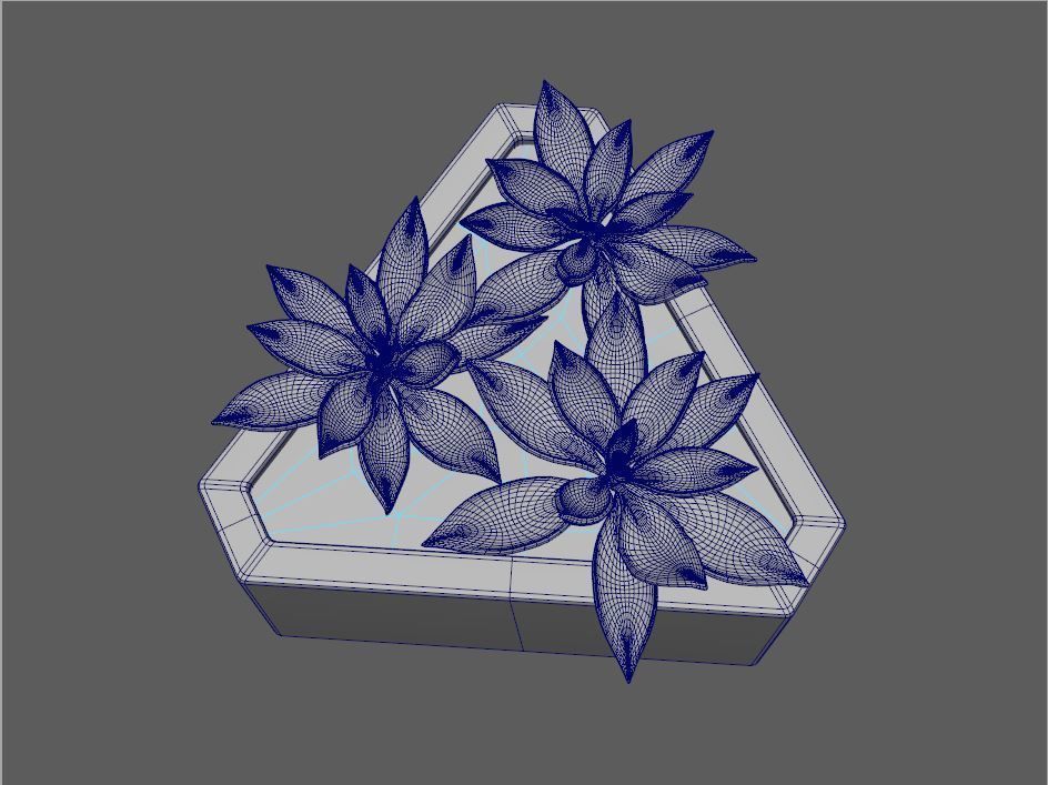 Triangle Concrete Potted Cactus  3D model_1
