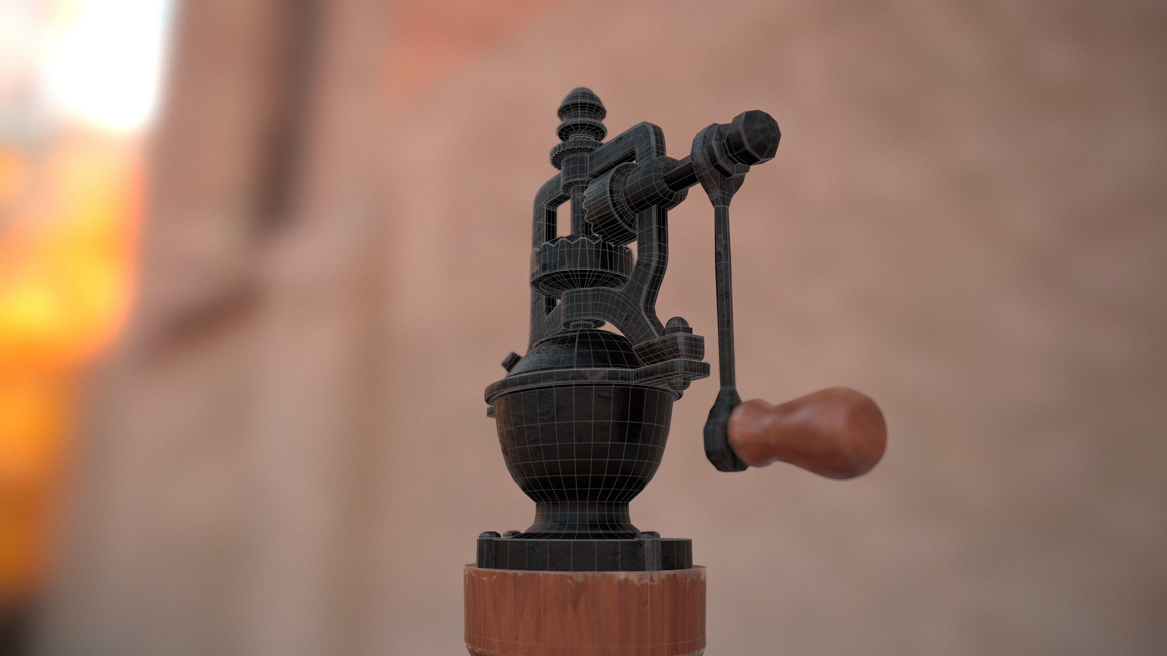 PBR - Vintage Pepper Grinder - Low Poly Game Ready Low-poly 3D model_2