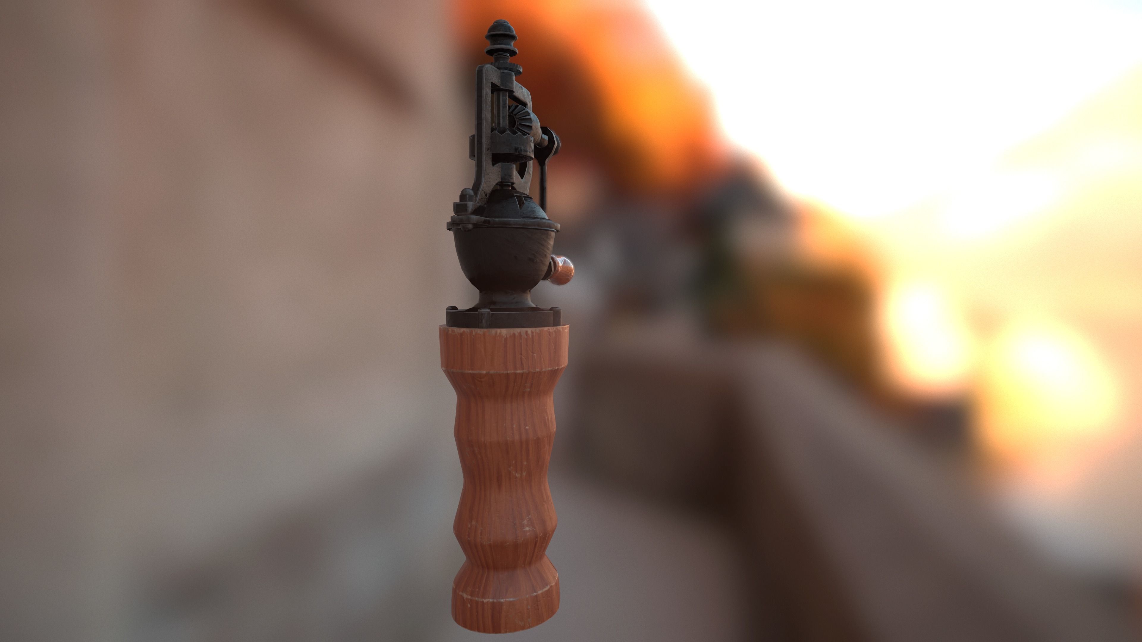 PBR - Vintage Pepper Grinder - Low Poly Game Ready Low-poly 3D model_3