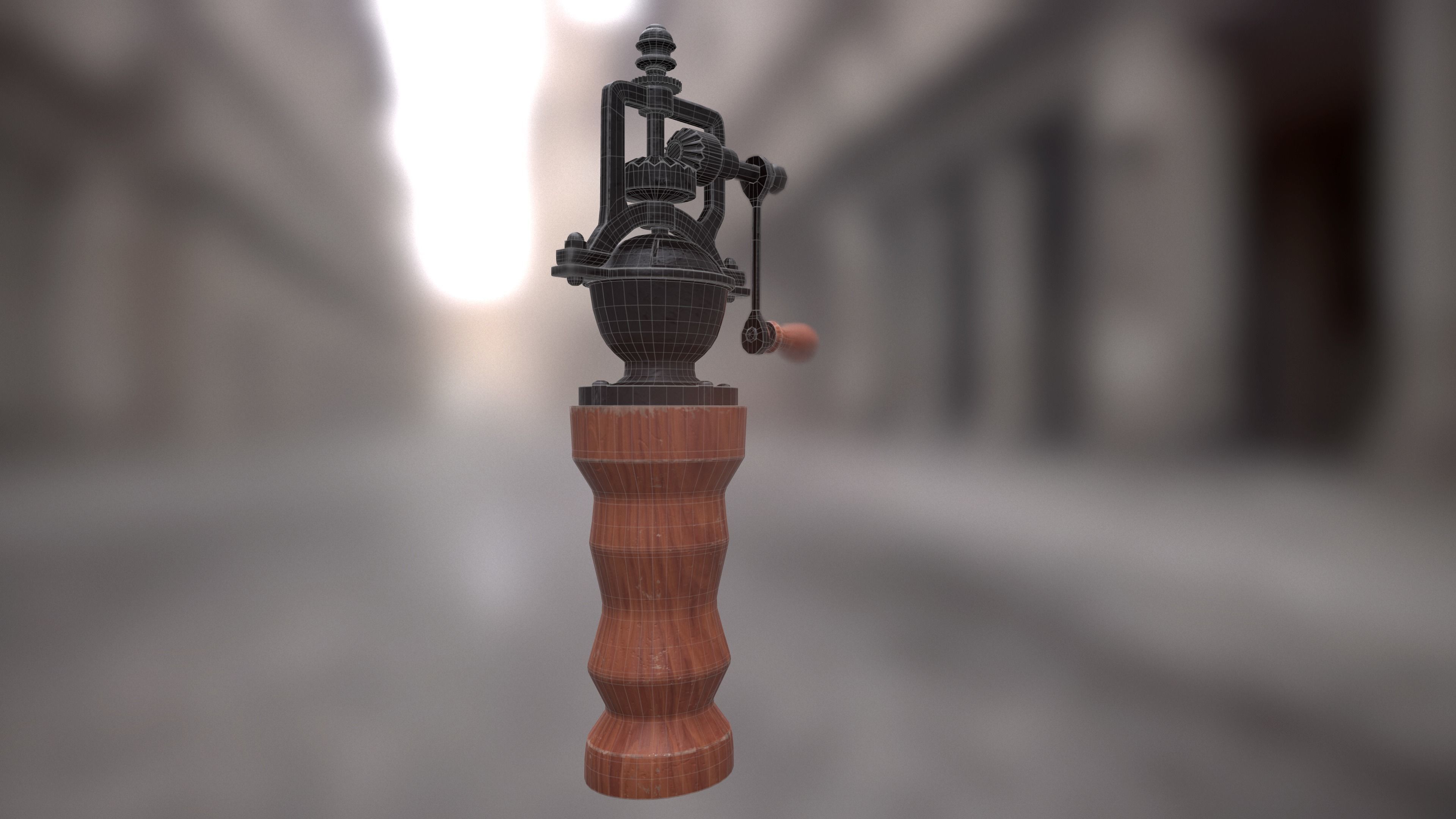 PBR - Vintage Pepper Grinder - Low Poly Game Ready Low-poly 3D model_1