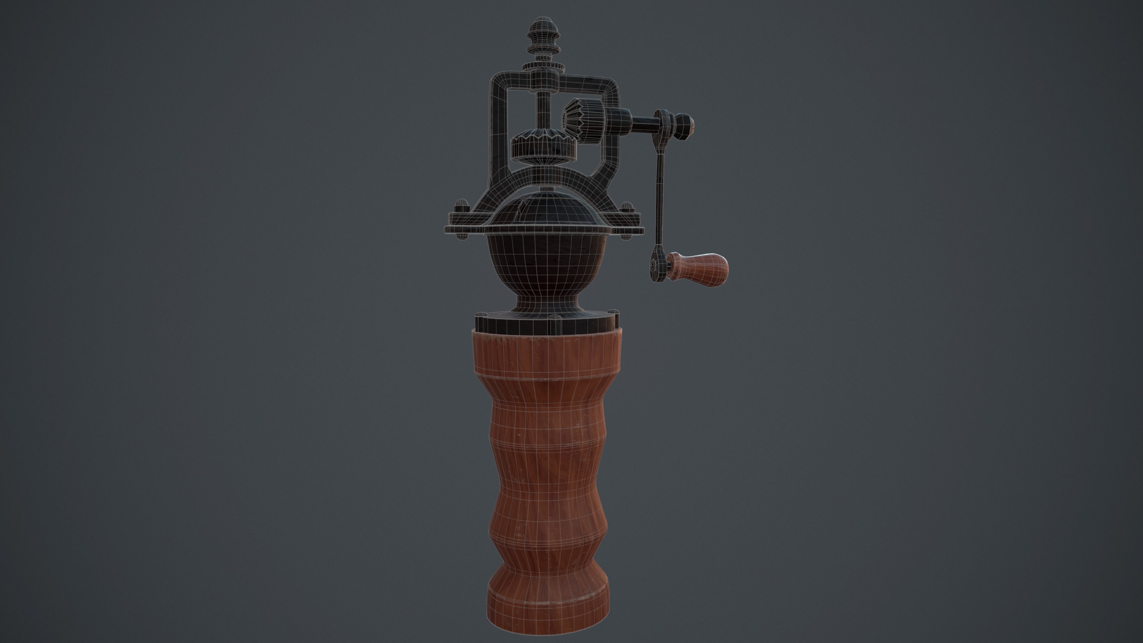 PBR - Vintage Pepper Grinder - Low Poly Game Ready Low-poly 3D model_4