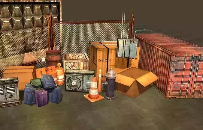 Game Props Pack Low-poly 3D model