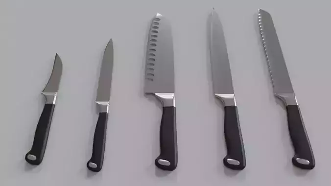 Set of kitchen knives
