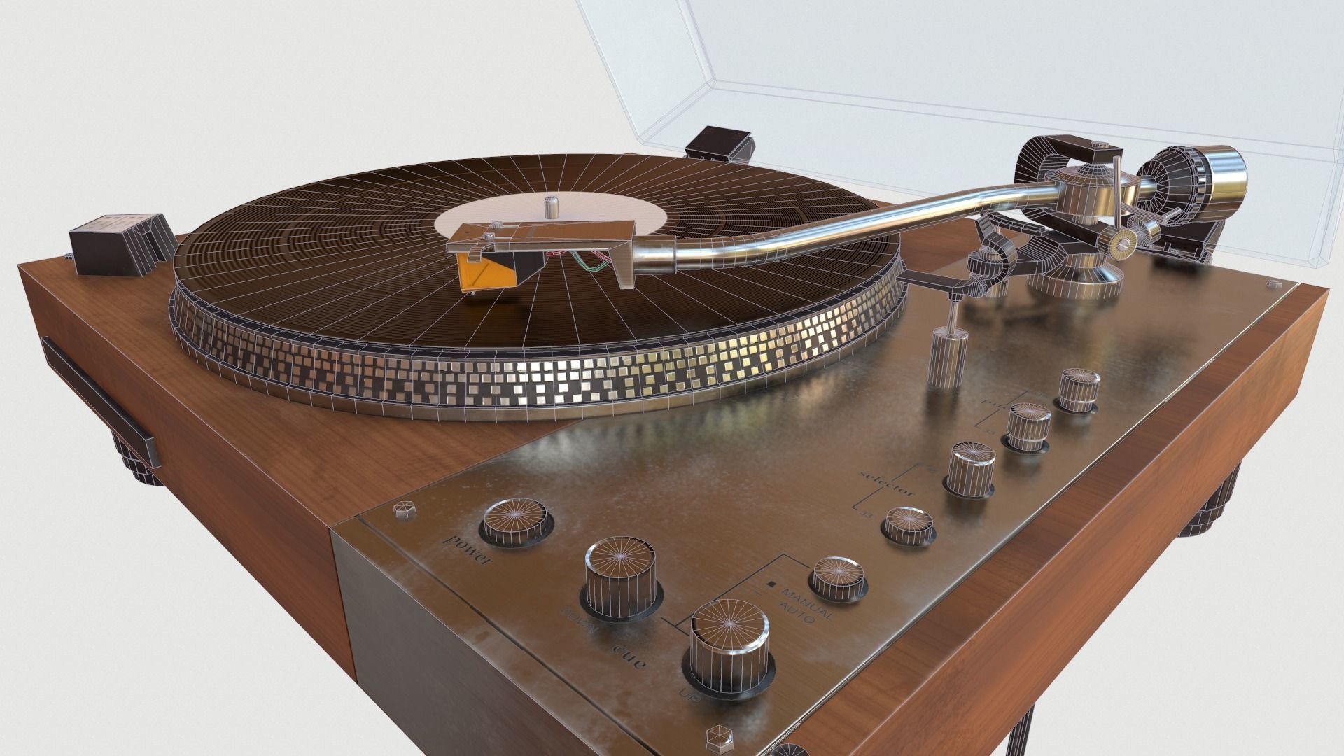 Vinyl Player Low-poly 3D model_9