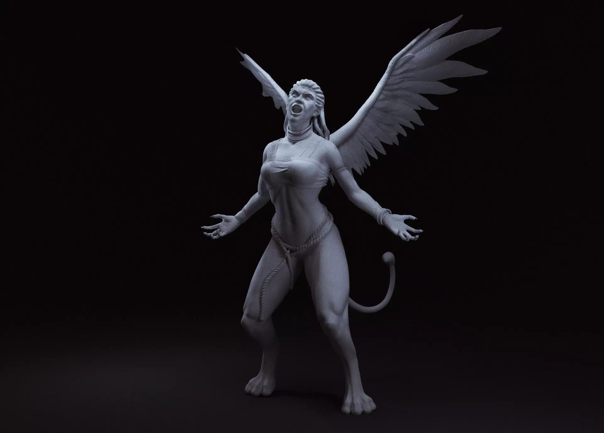 woman with wings 3D print model_0