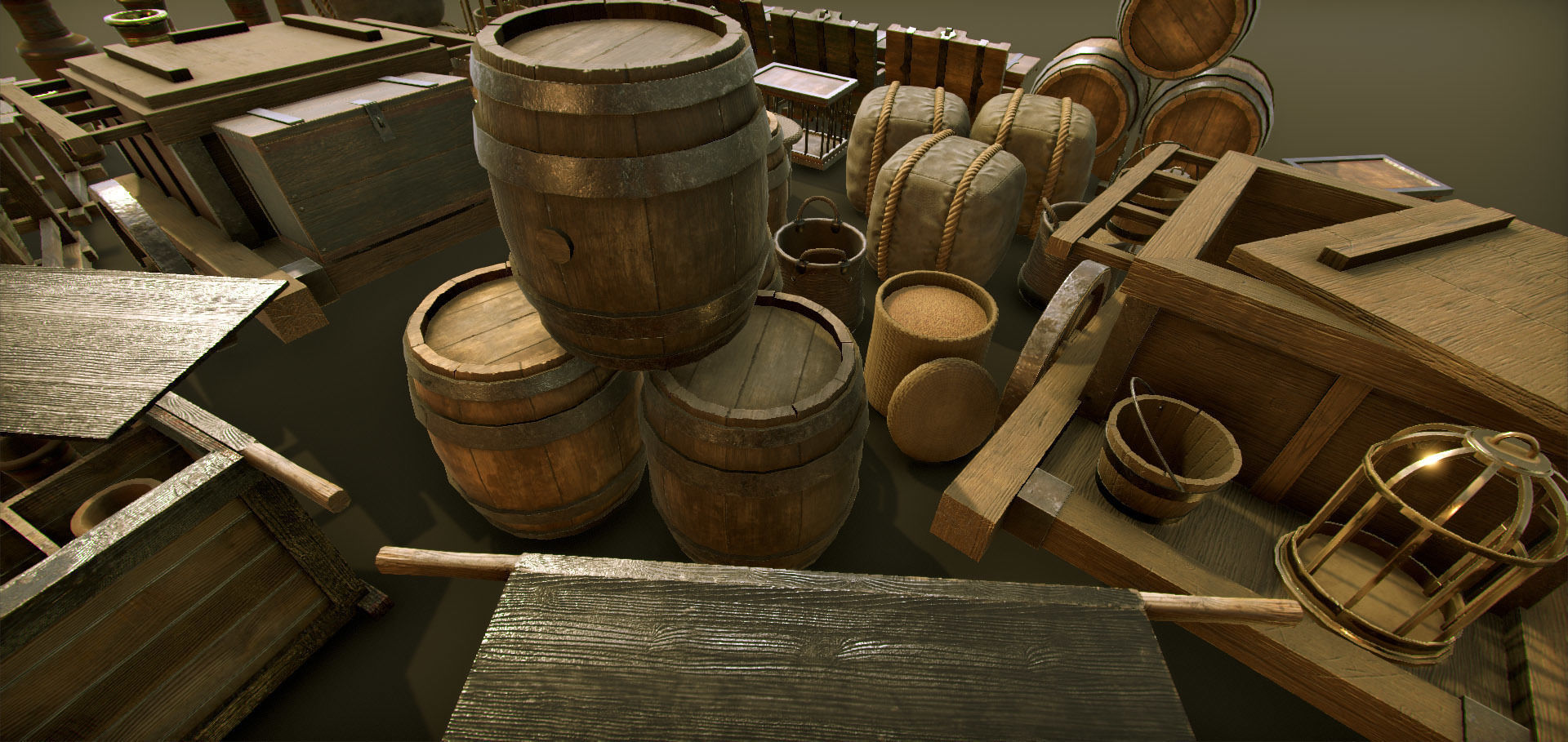 High-quality medieval props Big package Low-poly 3D model_9