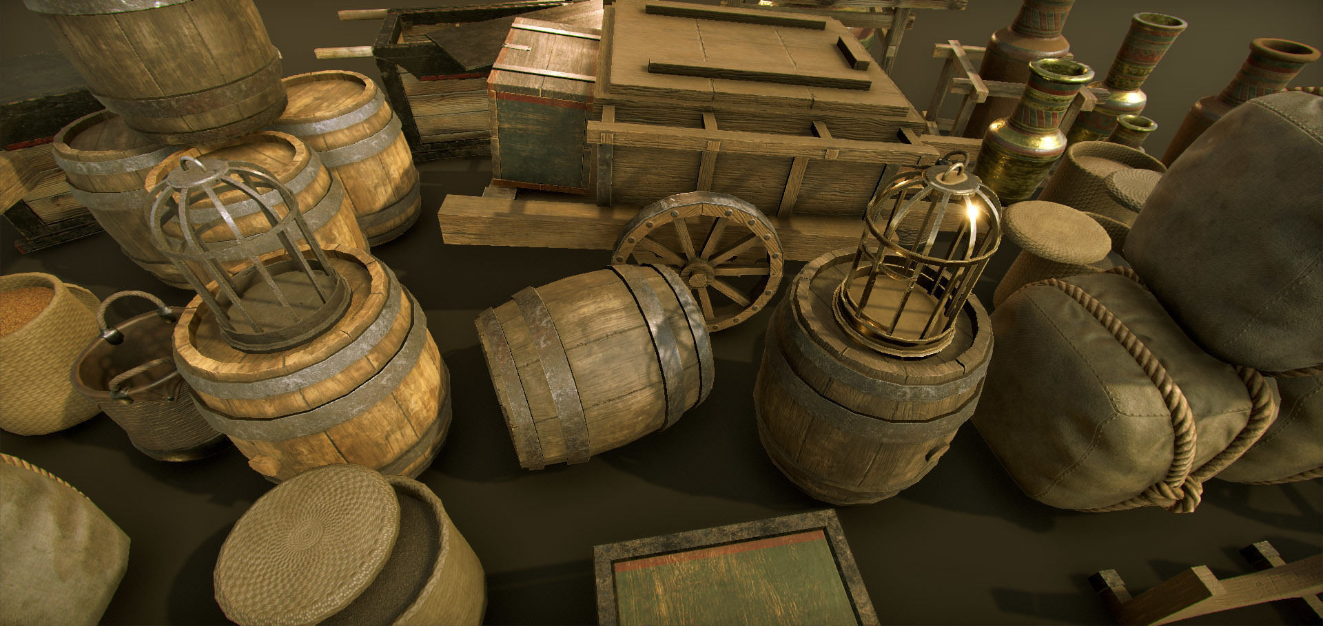 High-quality medieval props Big package Low-poly 3D model_10