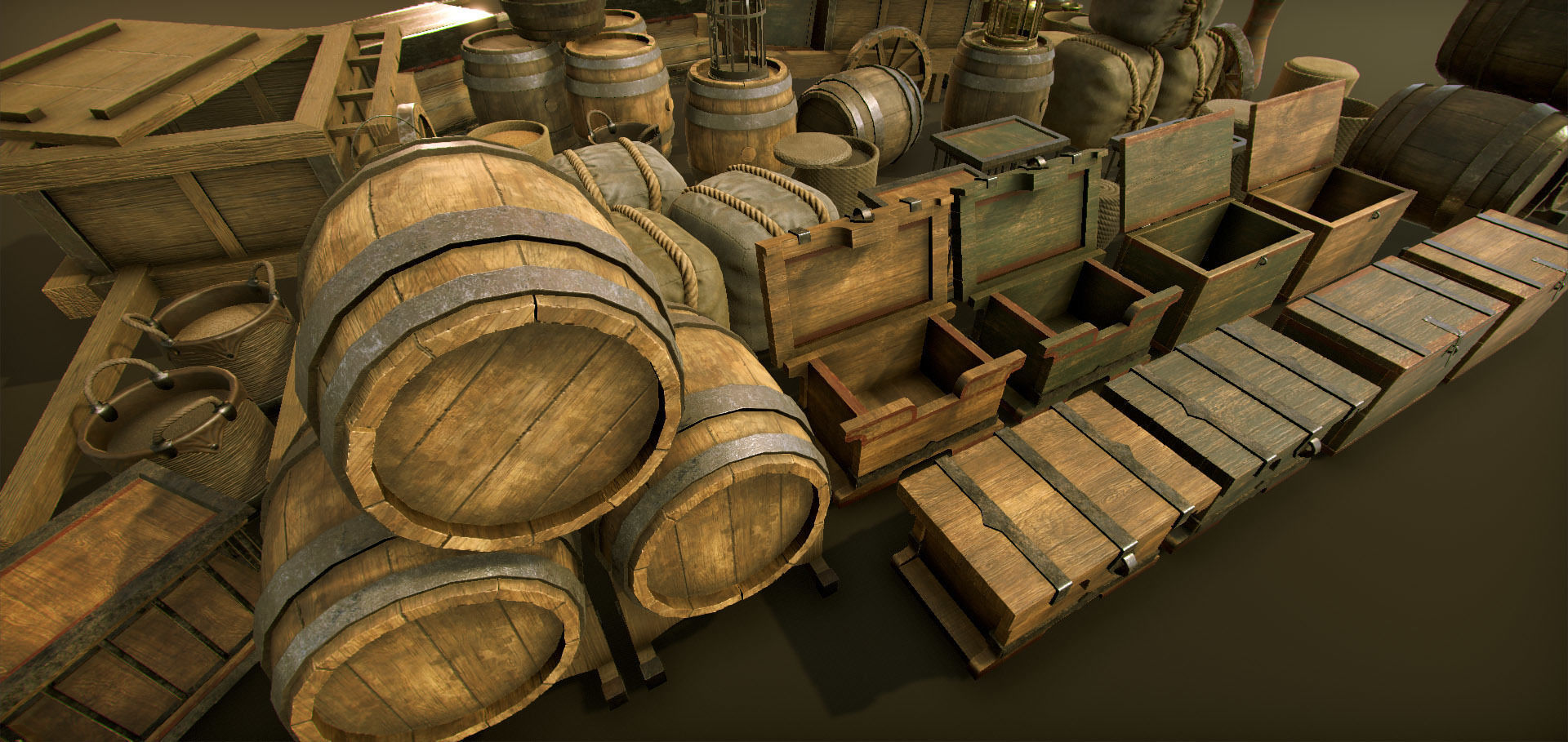 High-quality medieval props Big package Low-poly 3D model_4