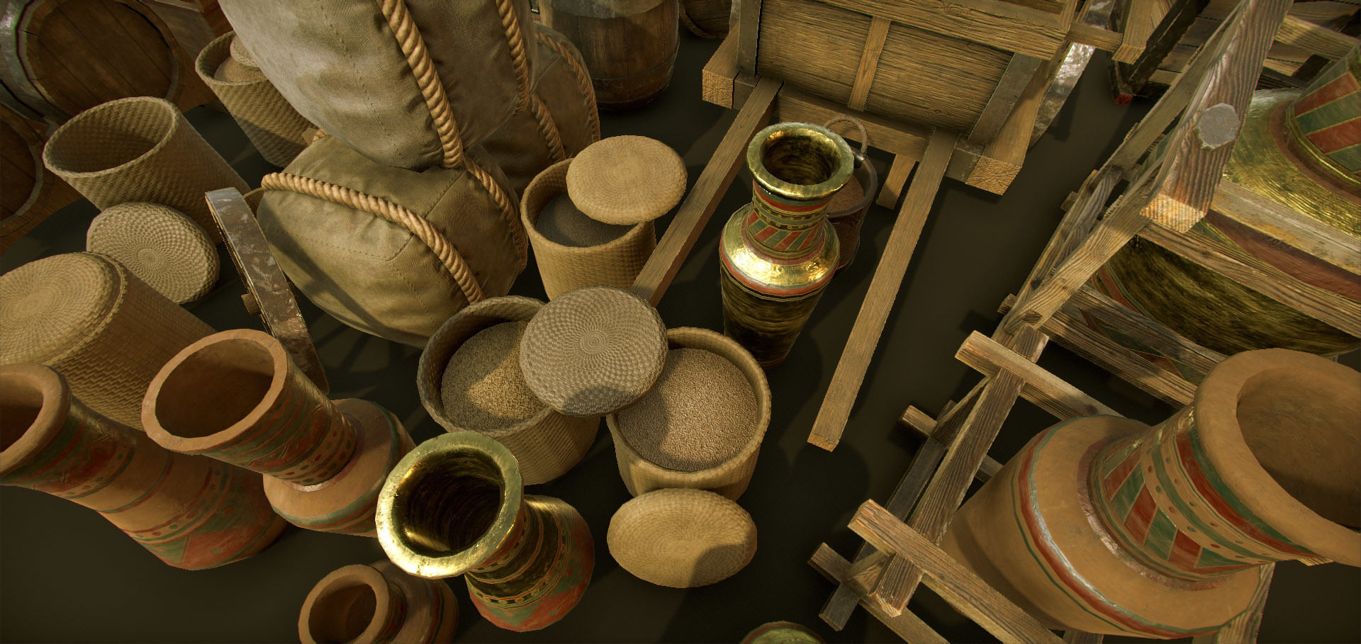 High-quality medieval props Big package Low-poly 3D model_6