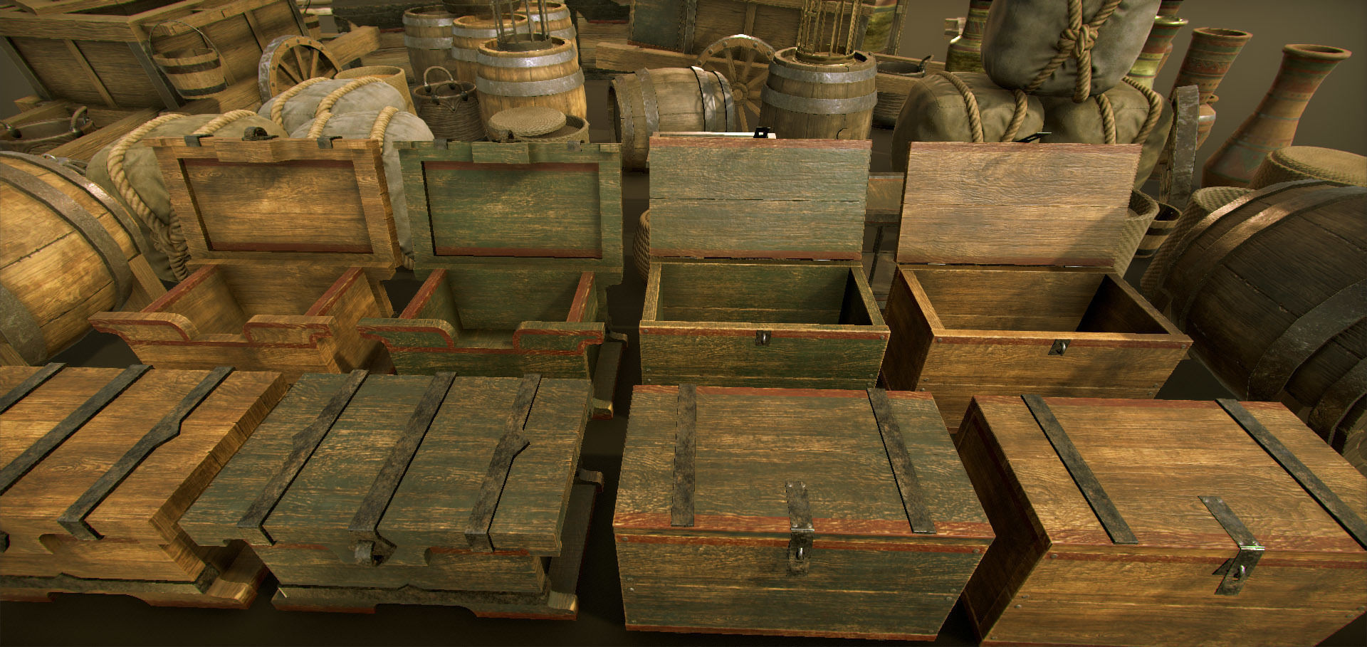 High-quality medieval props Big package Low-poly 3D model_3