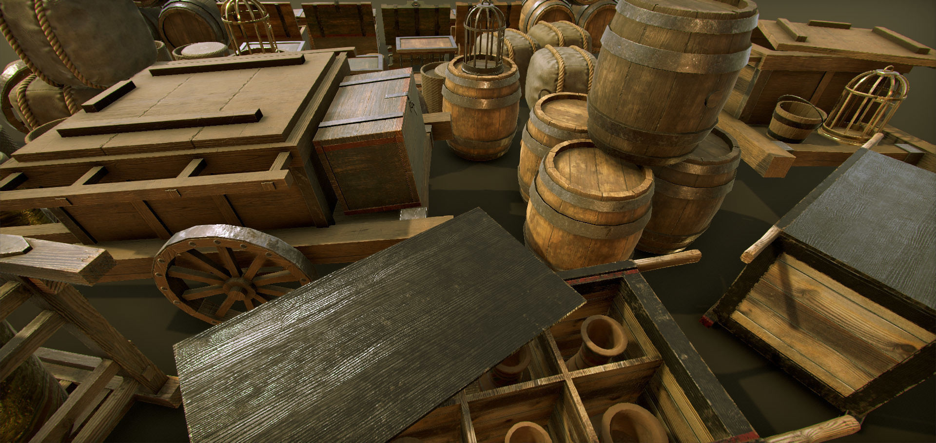 High-quality medieval props Big package Low-poly 3D model_7