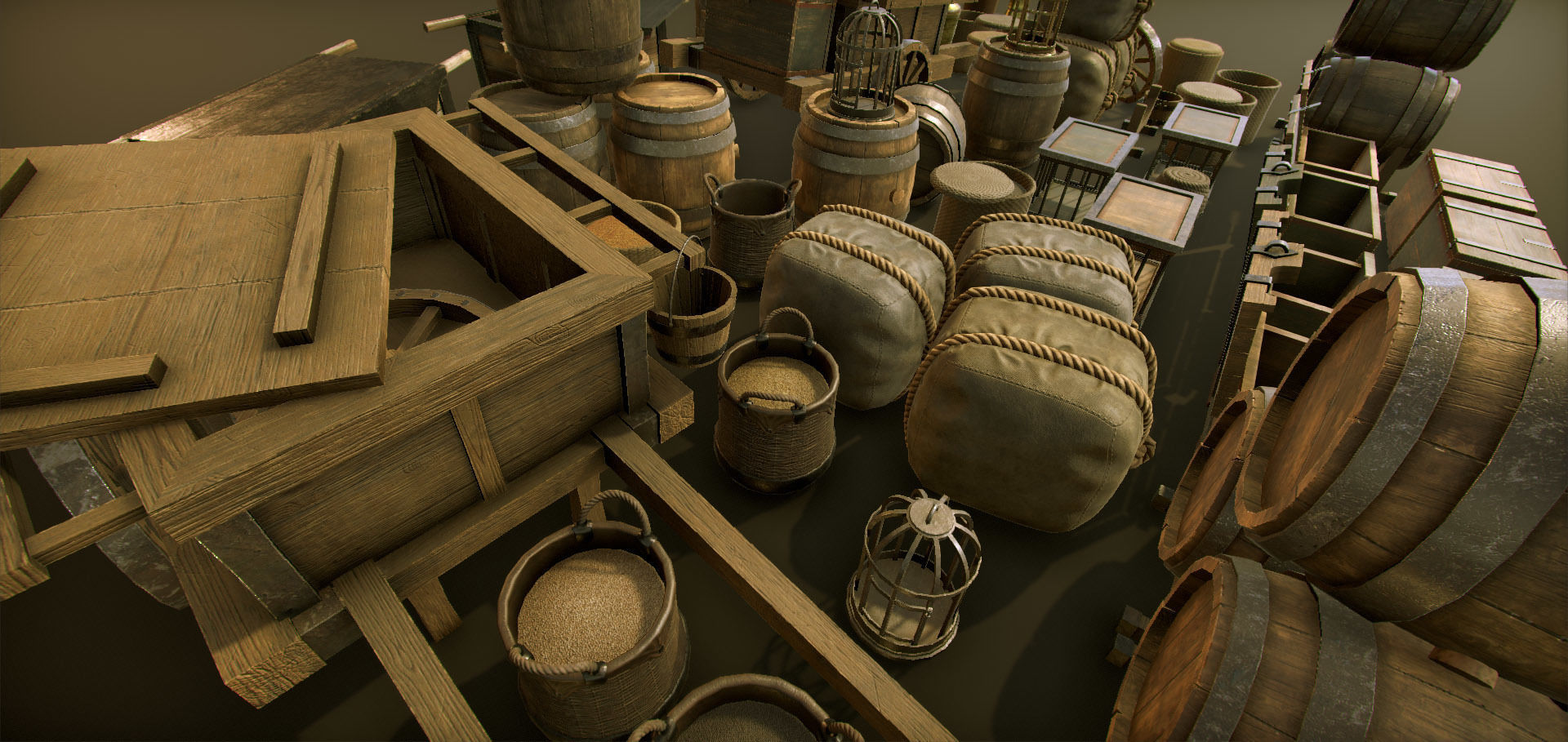 High-quality medieval props Big package Low-poly 3D model_8