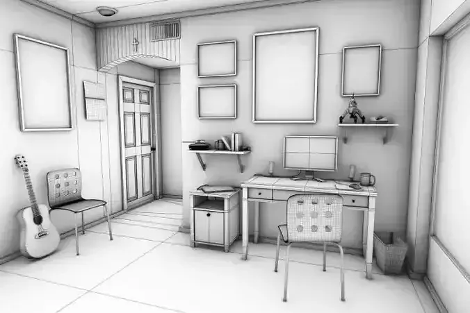 house beedrom Low-poly 3D model