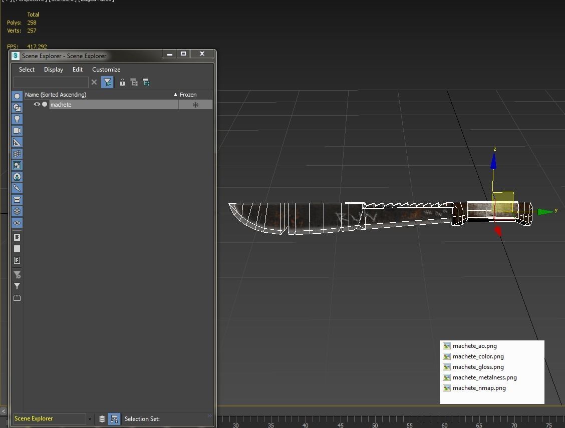 Wasteland Machete Game Ready Low-poly 3D model_5