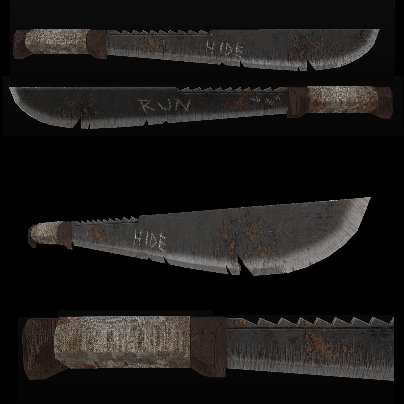 Wasteland Machete Game Ready Low-poly 3D model_1