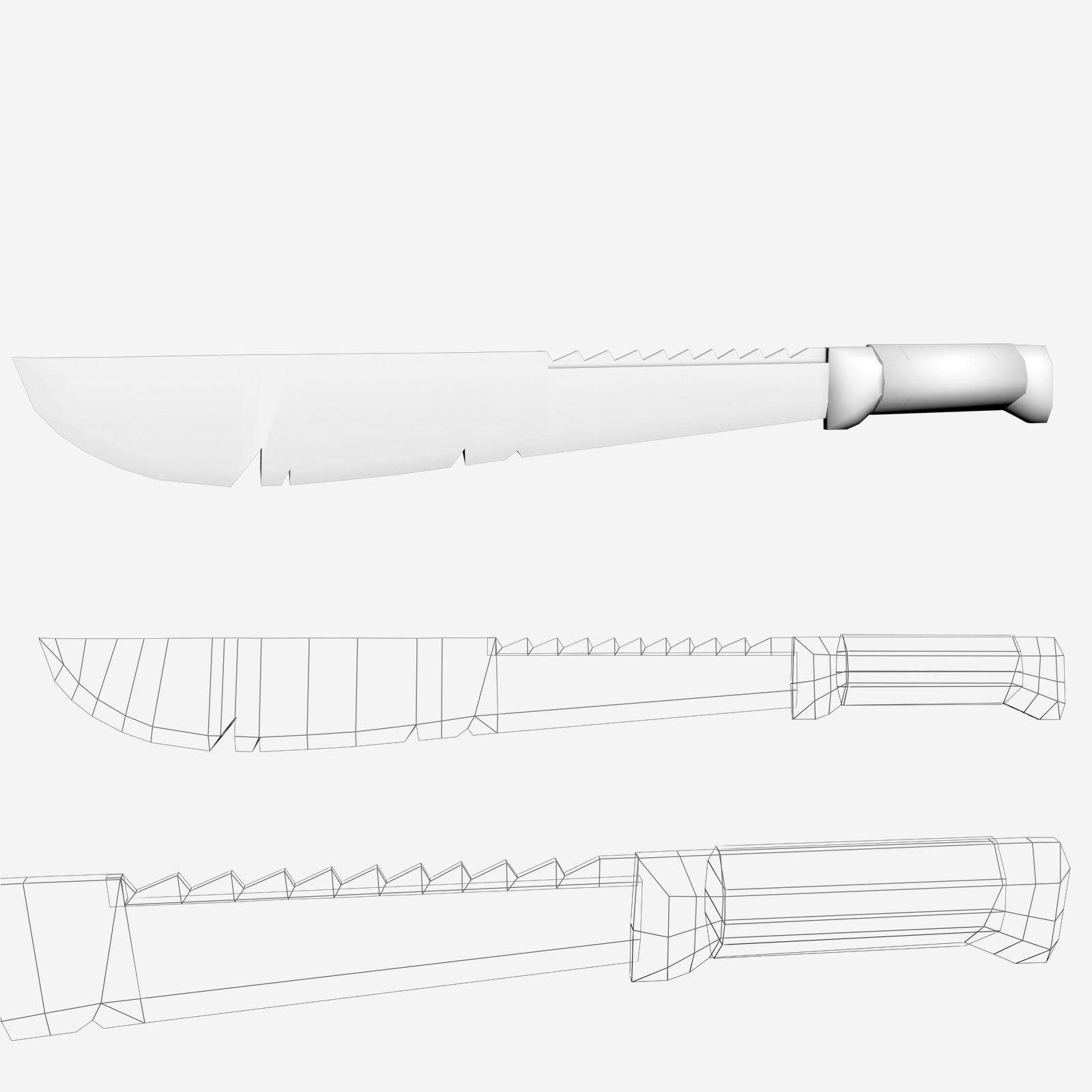 Wasteland Machete Game Ready Low-poly 3D model_3