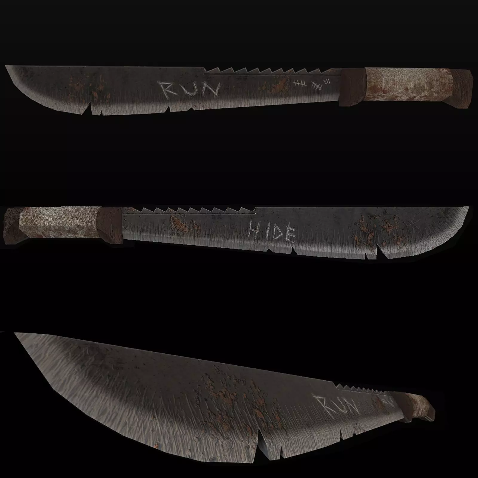Wasteland Machete Game Ready Low-poly 3D model_0