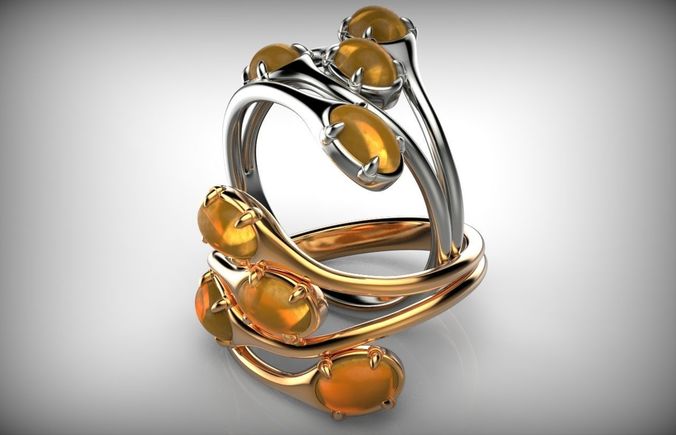 Couple of Oval Shape Cabochon Rings 3D print model