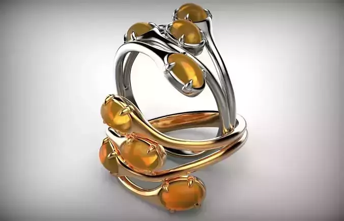 Couple of Oval Shape Cabochon Rings 3D print model