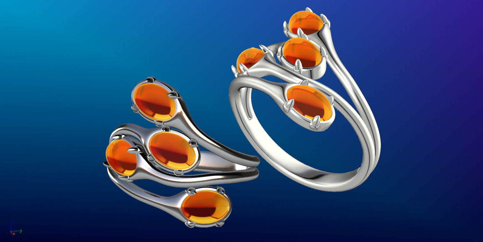 Couple of Oval Shape Cabochon Rings 3D print model_7