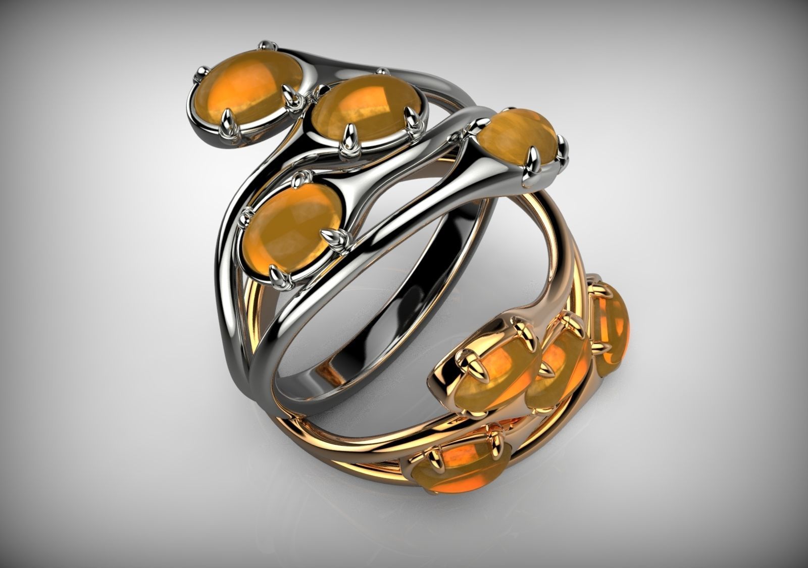 Couple of Oval Shape Cabochon Rings 3D print model_5