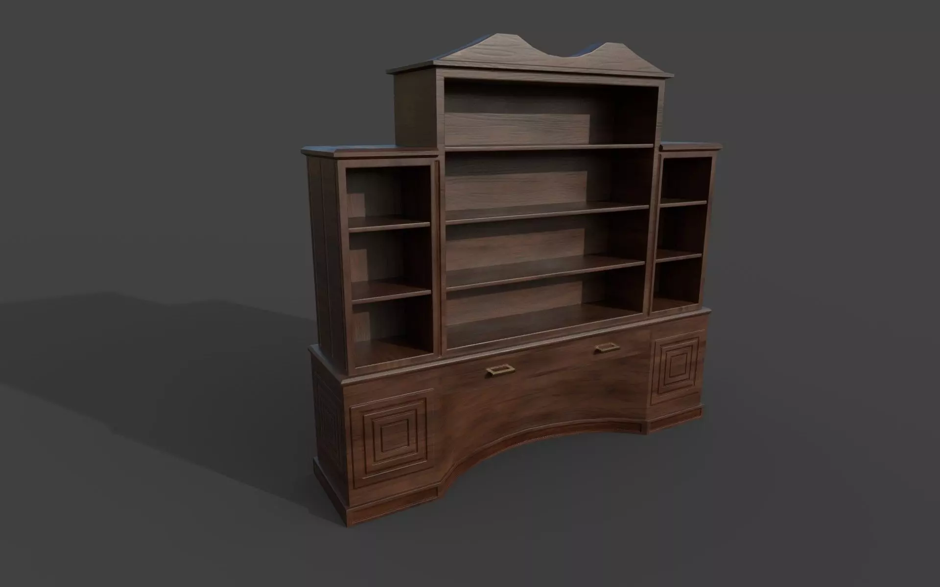 Wooden bookshelf Low-poly 3D model