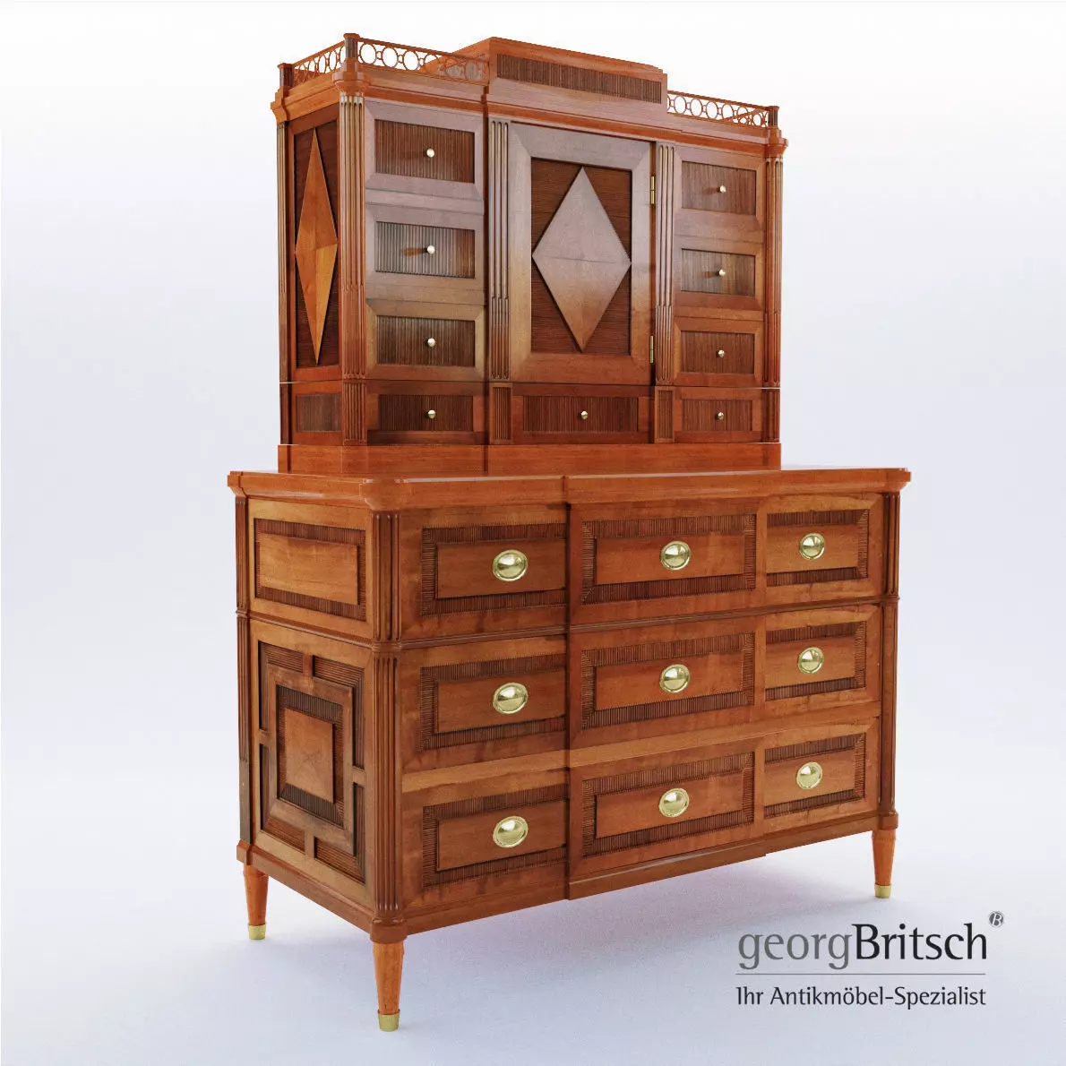 Louis XVI secretaire - Germany - later 18th century - Georg Brit 3D model_0