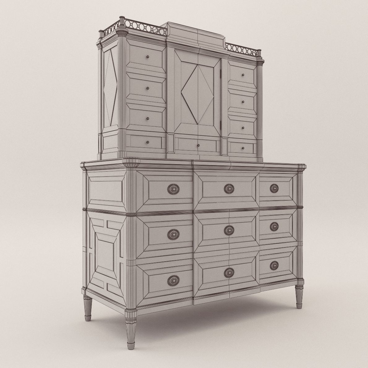 Louis XVI secretaire - Germany - later 18th century - Georg Brit 3D model_2