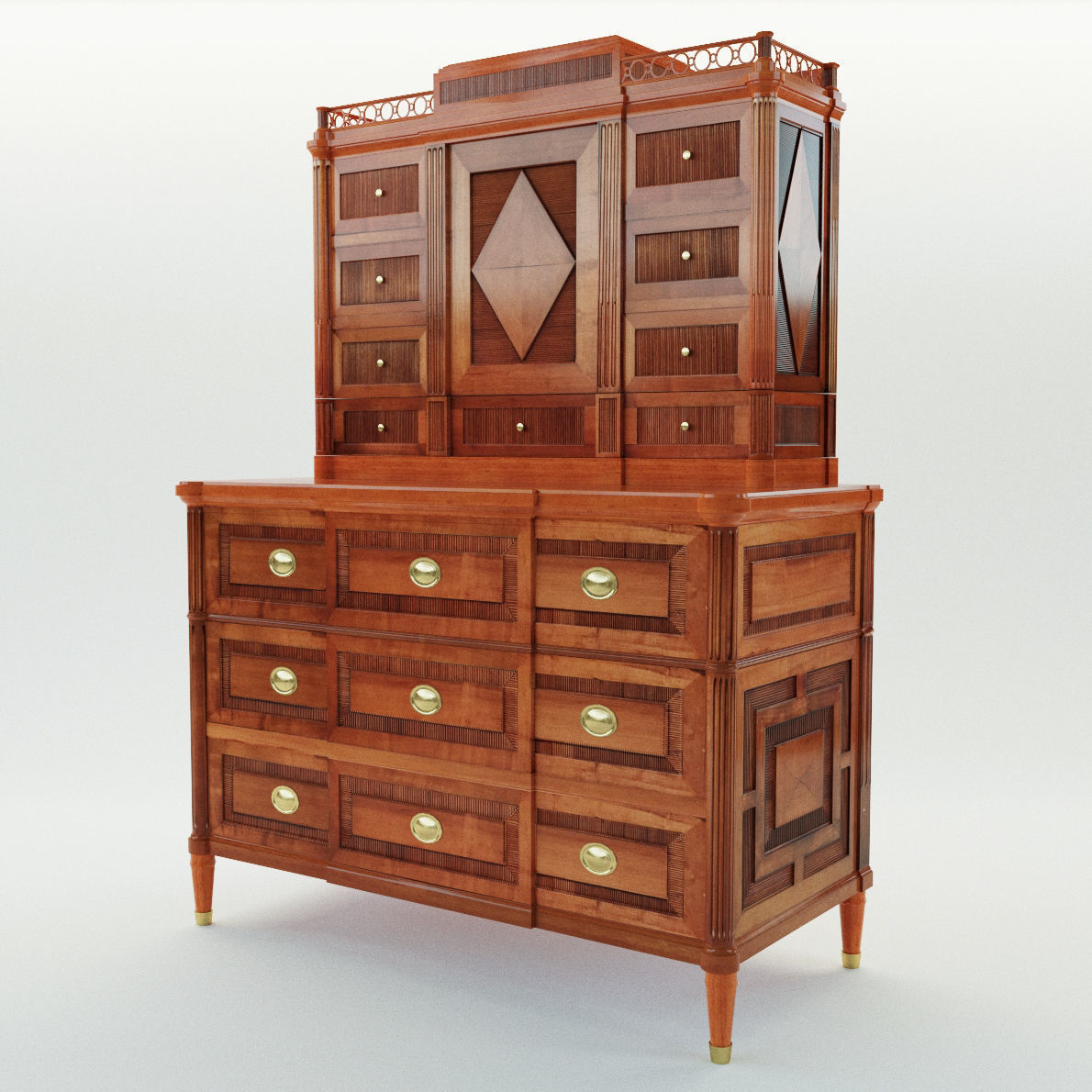 Louis XVI secretaire - Germany - later 18th century - Georg Brit 3D model_1