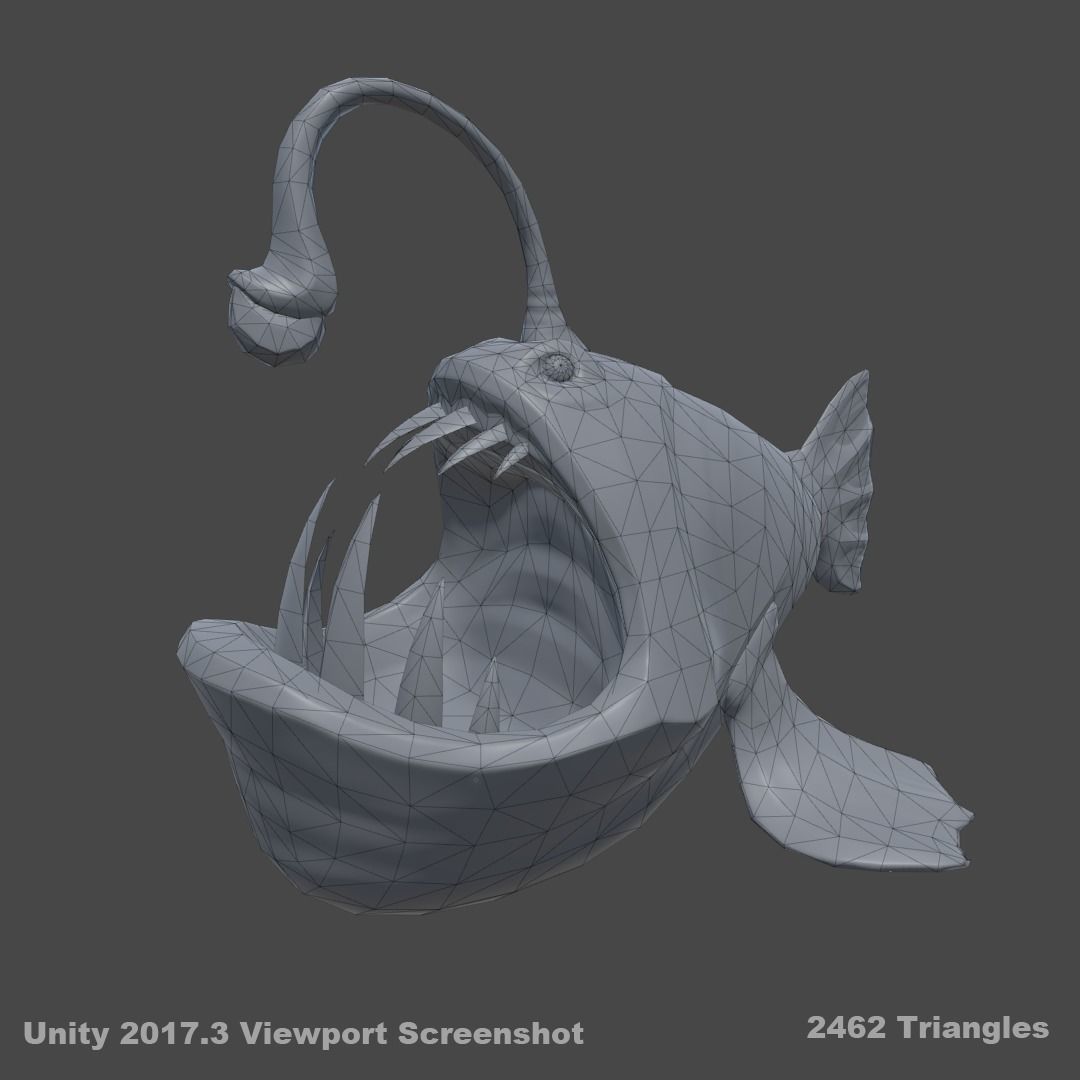 Stylized Anglerfish Statue Low-poly 3D model_4