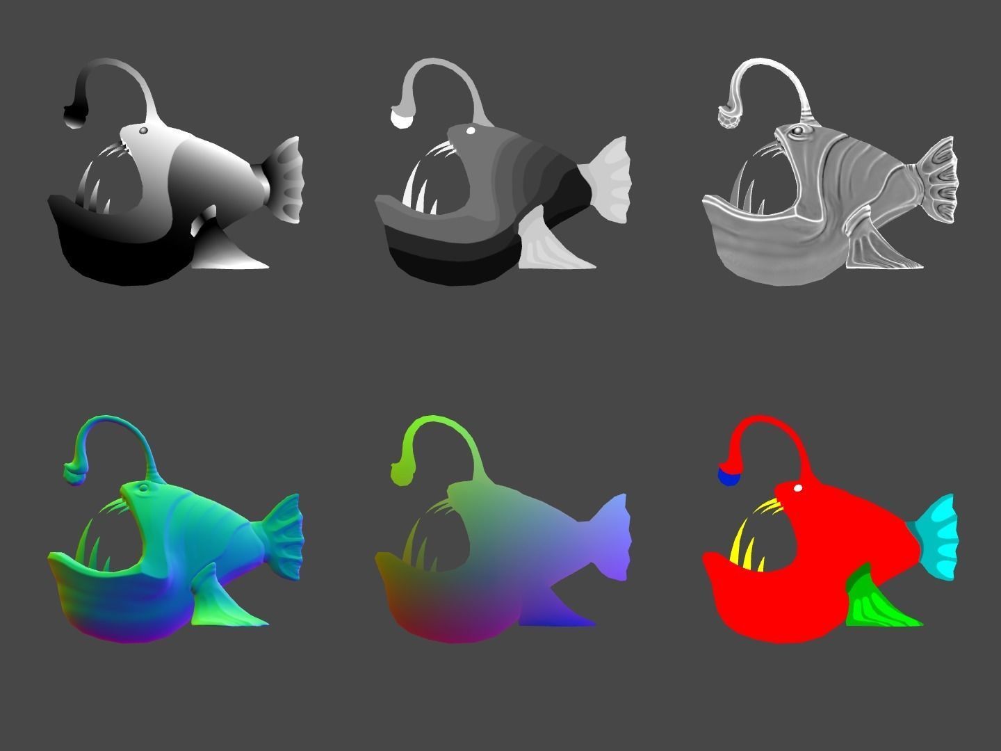 Stylized Anglerfish Statue Low-poly 3D model_6