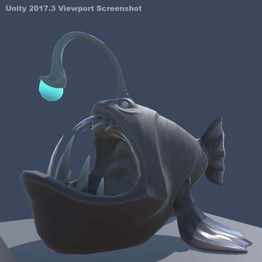 Stylized Anglerfish Statue Low-poly 3D model_2
