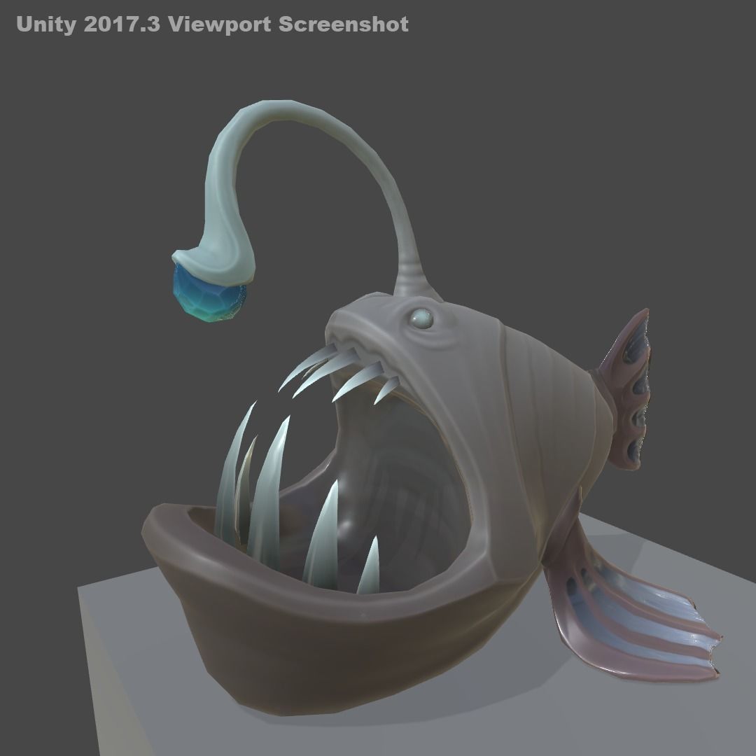 Stylized Anglerfish Statue Low-poly 3D model_1