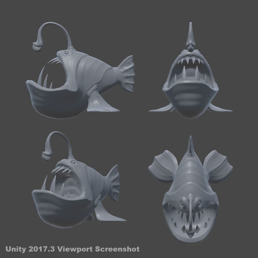 Stylized Anglerfish Statue Low-poly 3D model_3