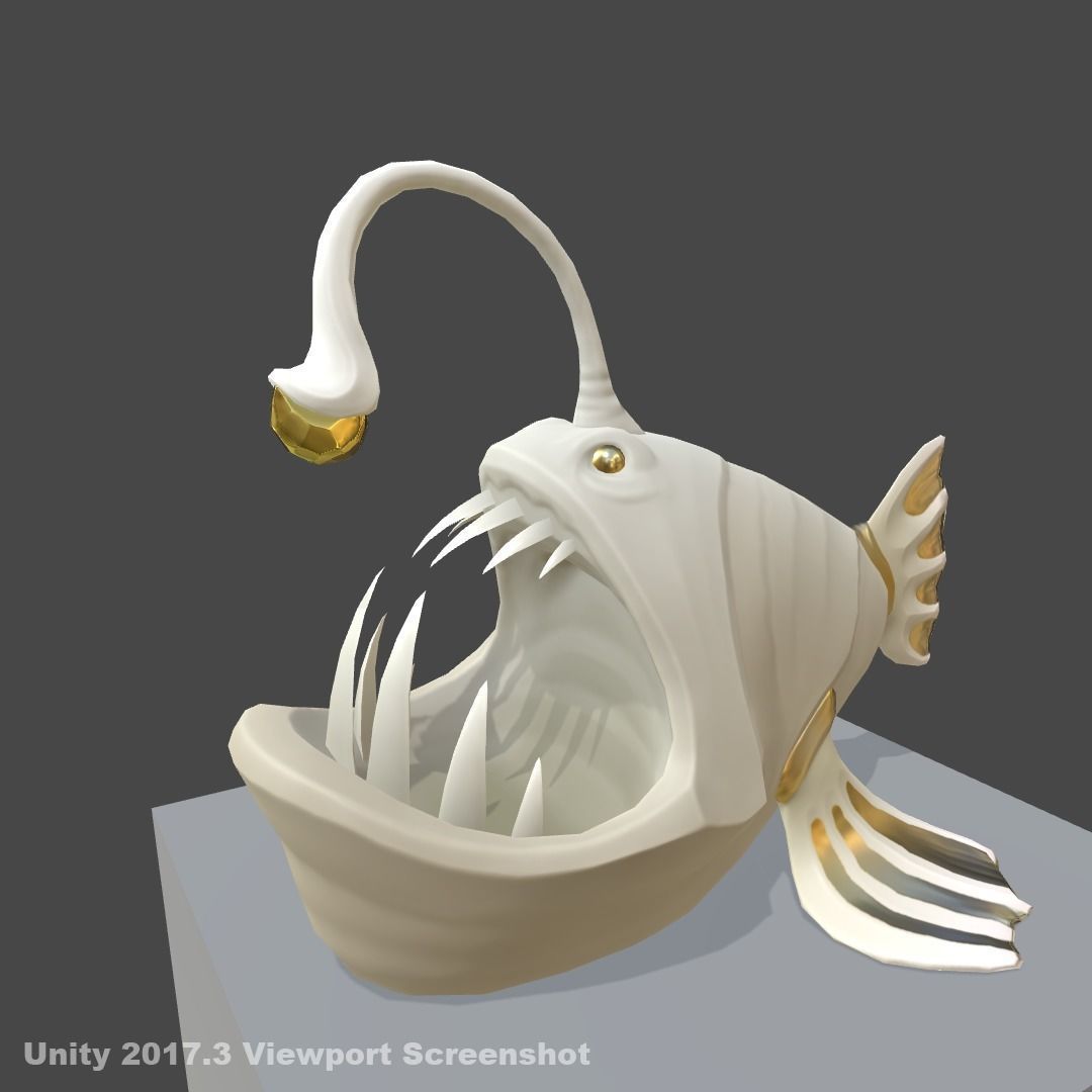 Stylized Anglerfish Statue Low-poly 3D model_5