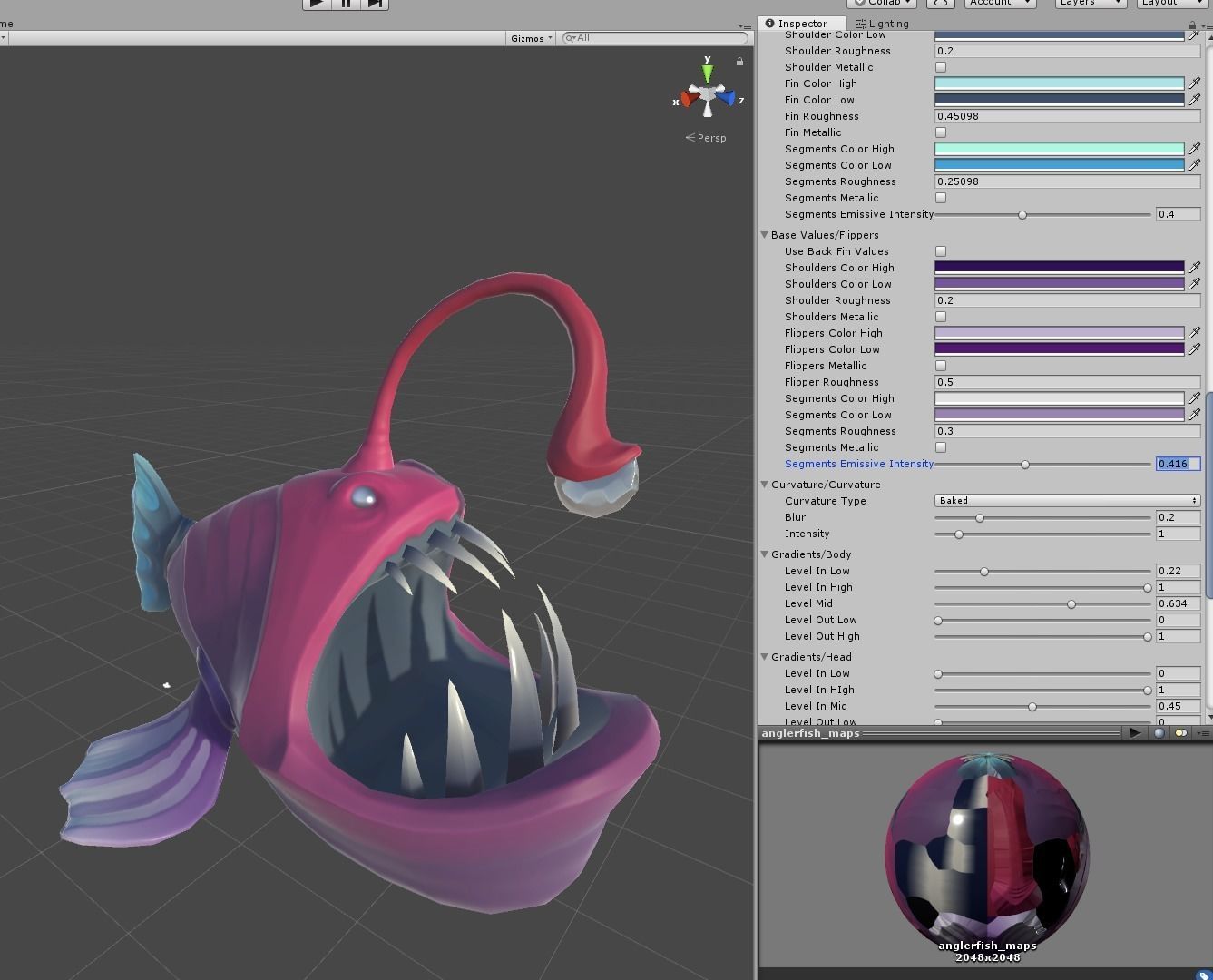 Stylized Anglerfish Statue Low-poly 3D model_7