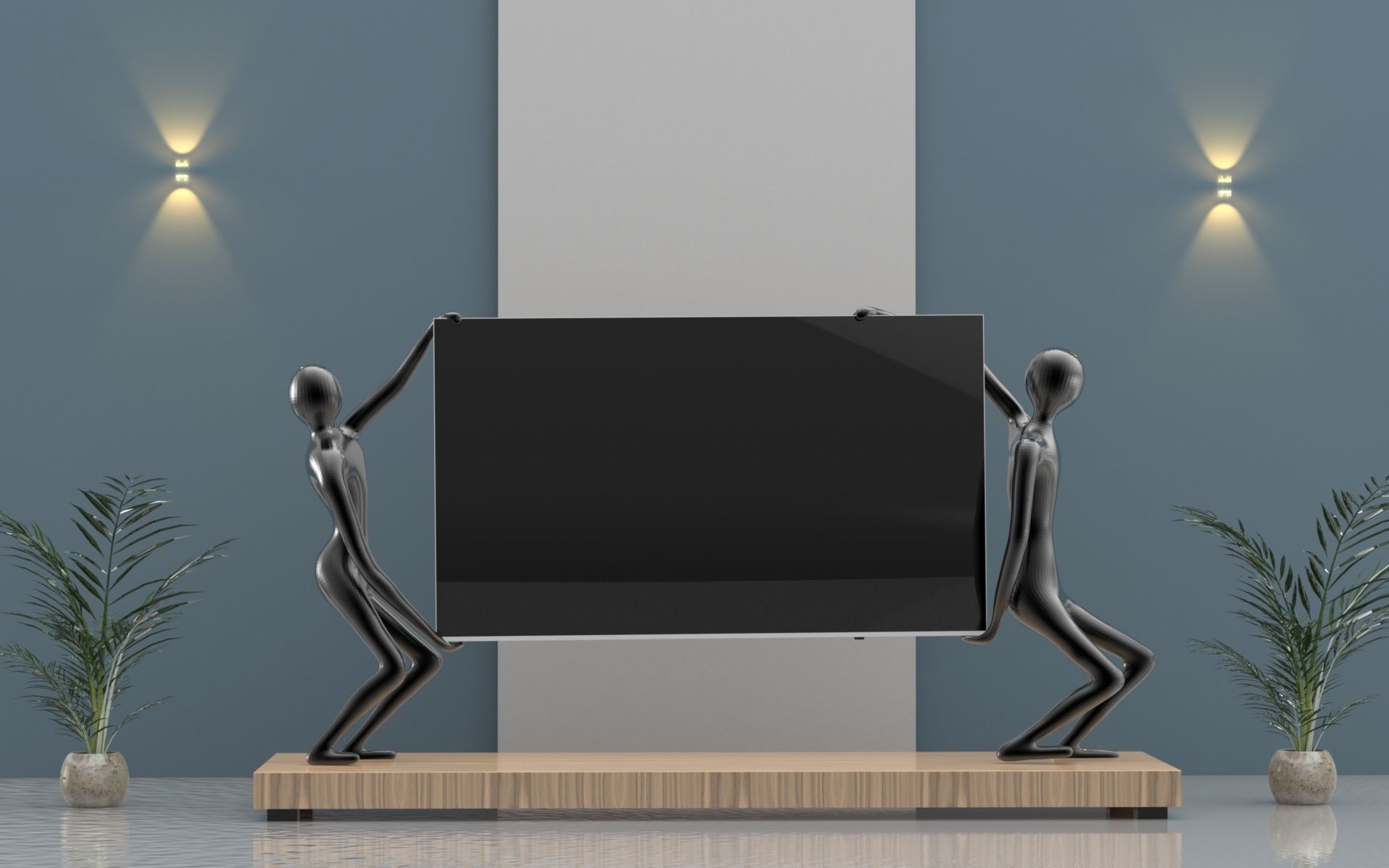 TV Stand Between Two 3D model_3