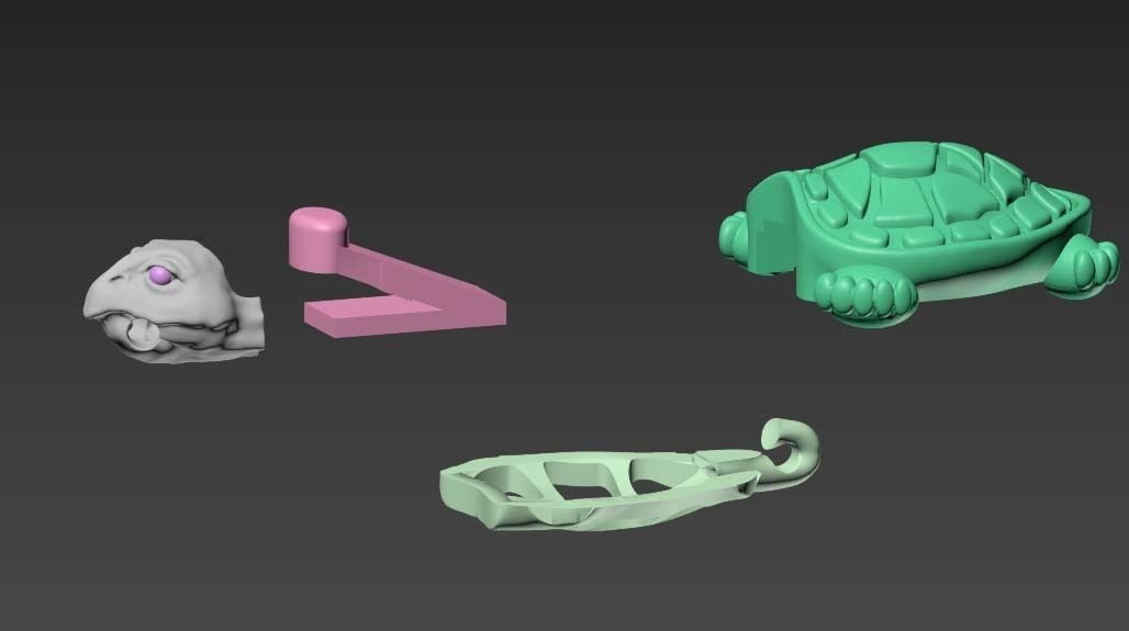 turtle gold plated charm 3D print model_40