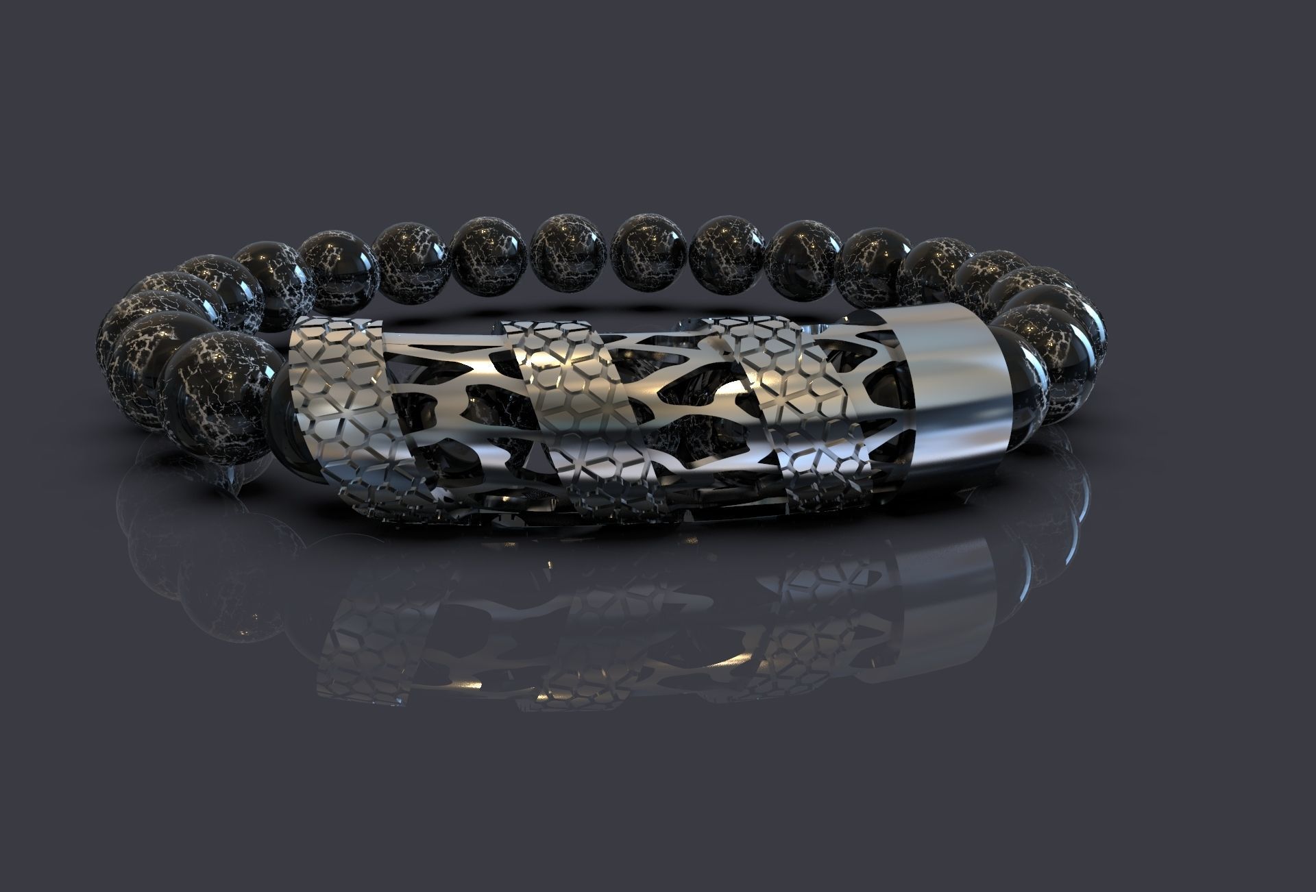 BRACELET WITH STONES  3D print model_3