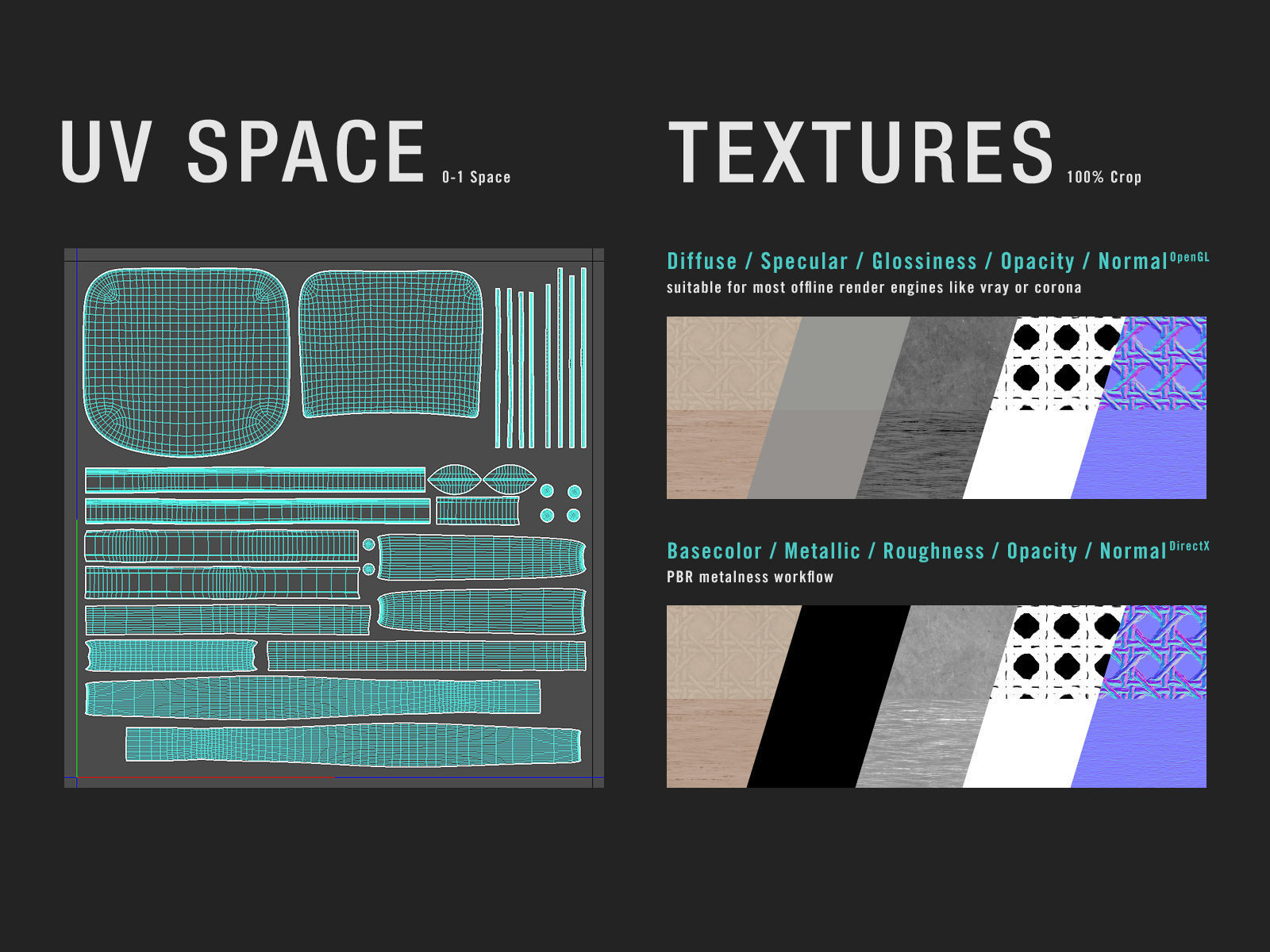 Chair Rattan Raw 3D model_7