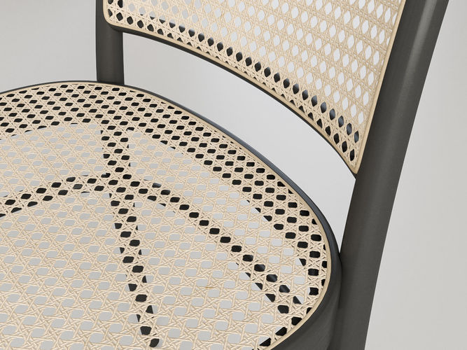 Chair Rattan Black 3D model 5