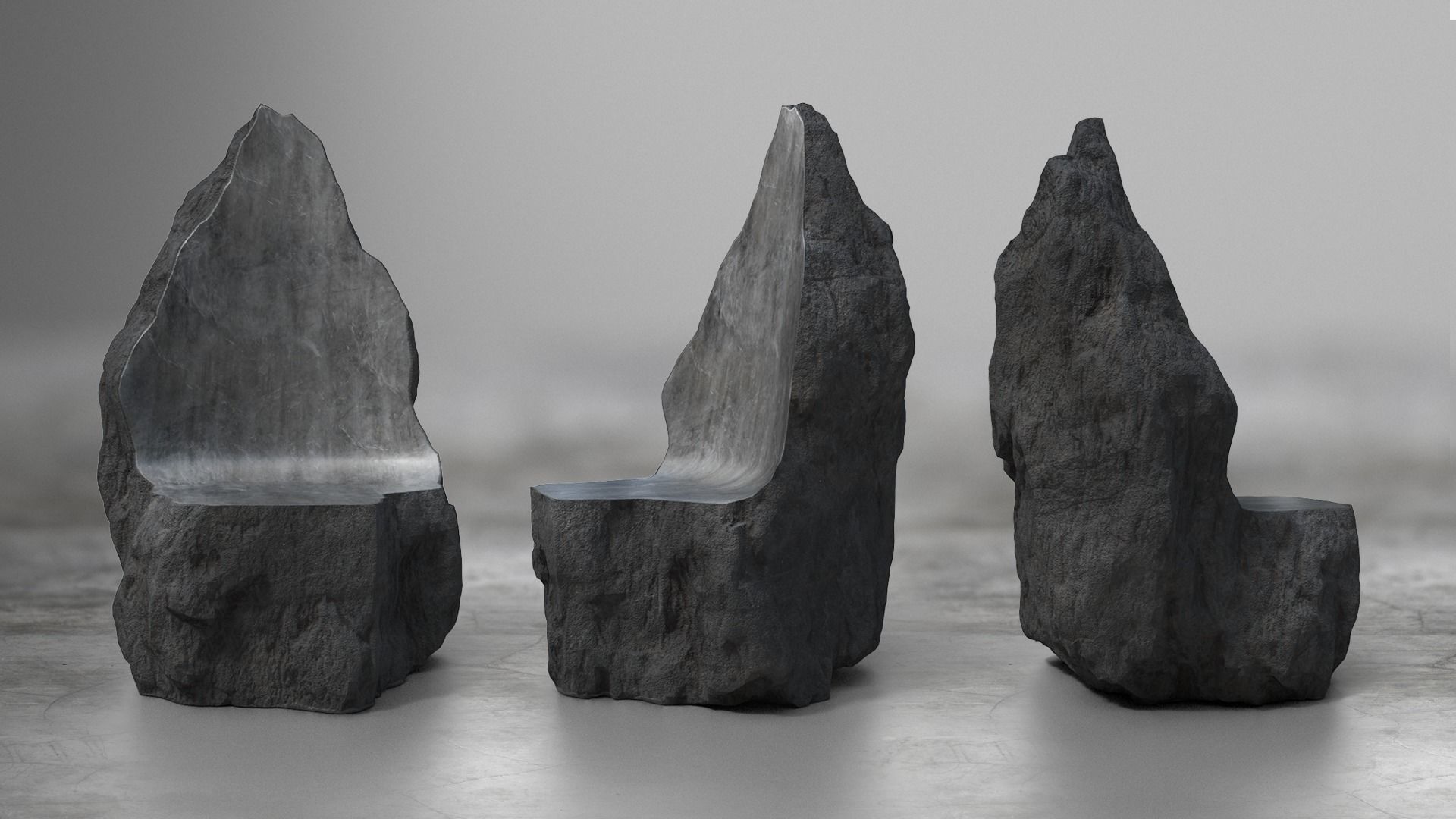 Rock Stone Obelisk Sofa Chair 3D Model Low-poly 3D model_1