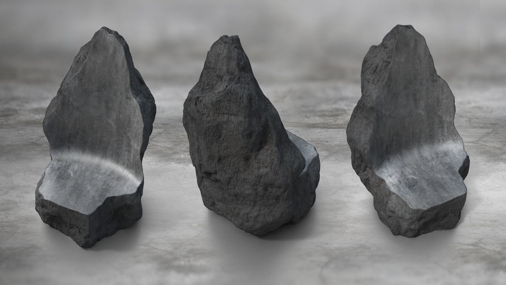 Rock Stone Obelisk Sofa Chair 3D Model Low-poly 3D model_2