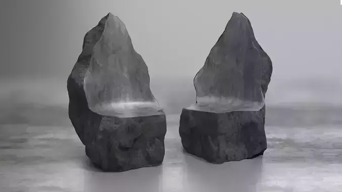 Rock Stone Obelisk Sofa Chair 3D Model Low-poly 3D model